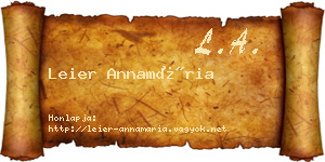 Leier Annamária névjegykártya
