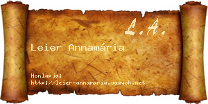 Leier Annamária névjegykártya